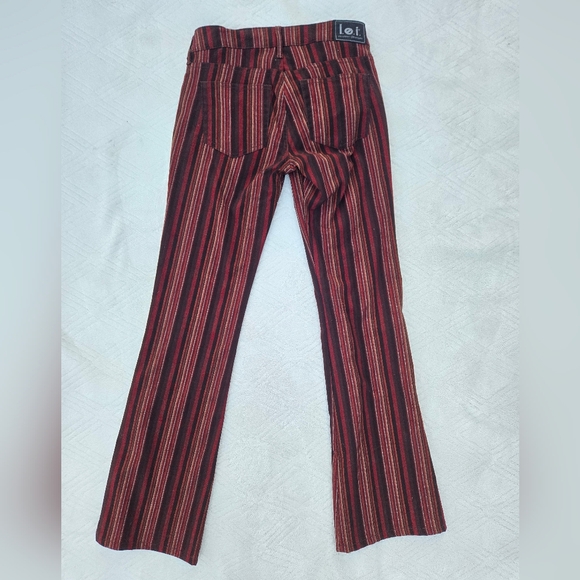 VINTAGE Y2K L.E.I. STRIPED FLARE PANTS SZ 1 - Picture 2 of 4